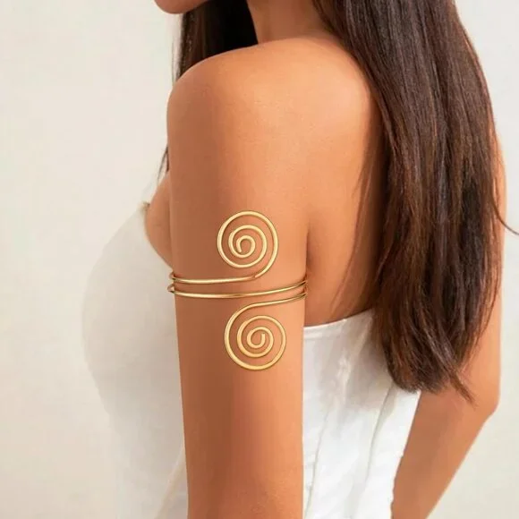 4PCS Gold Arm Cuff Jewelry for Women Upper Arm Cuff Bangle Band Armlet Adjustabl - Picture 2 of 6